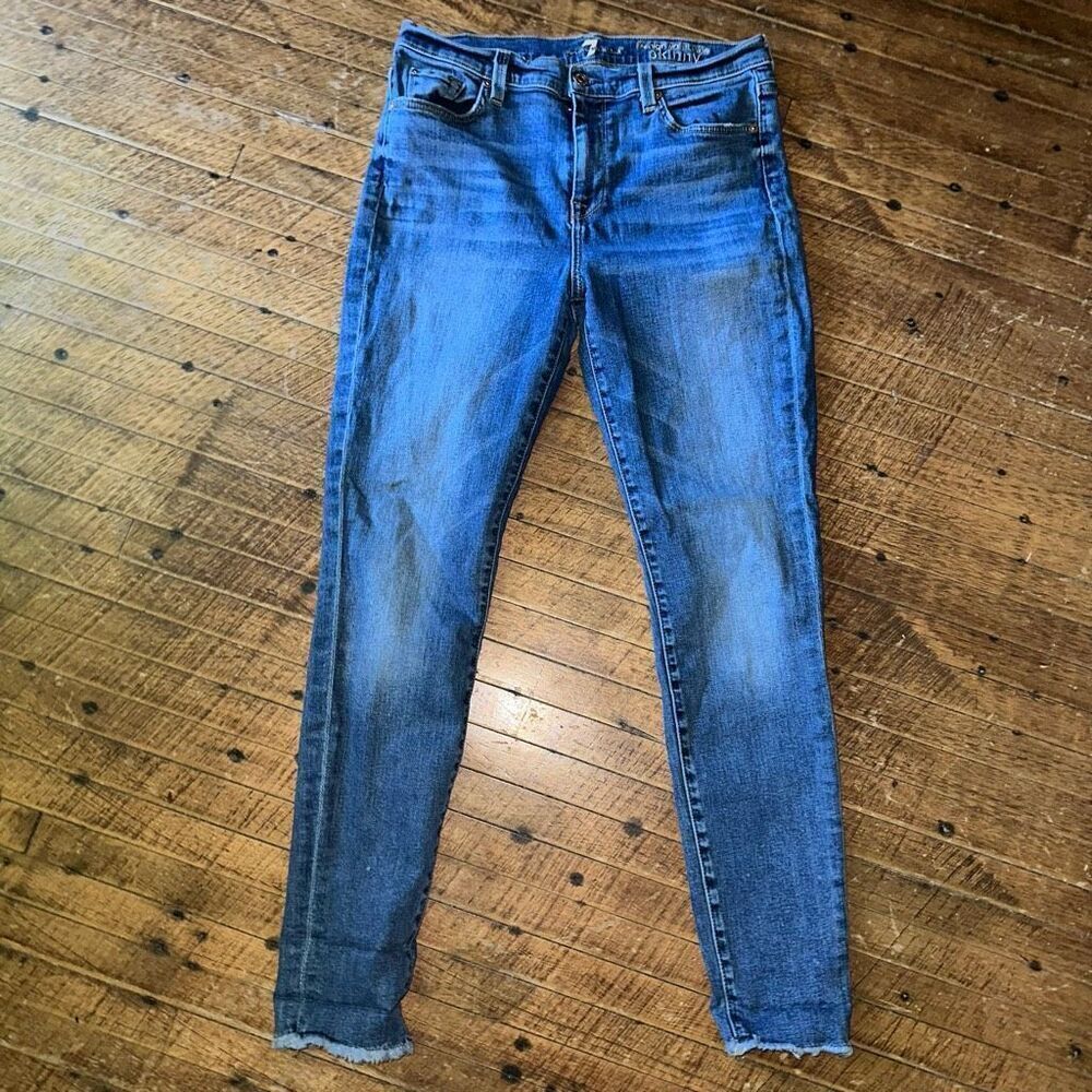 7 For All Mankind distressed high waist skinny ankle size 28 jeans